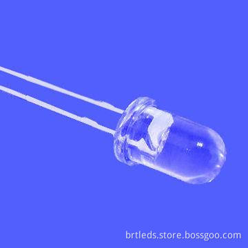 8mm Round LED Lamp, Yellow Emitted Color Through-hole LEDs Water Clear Lens with W/L 589nm